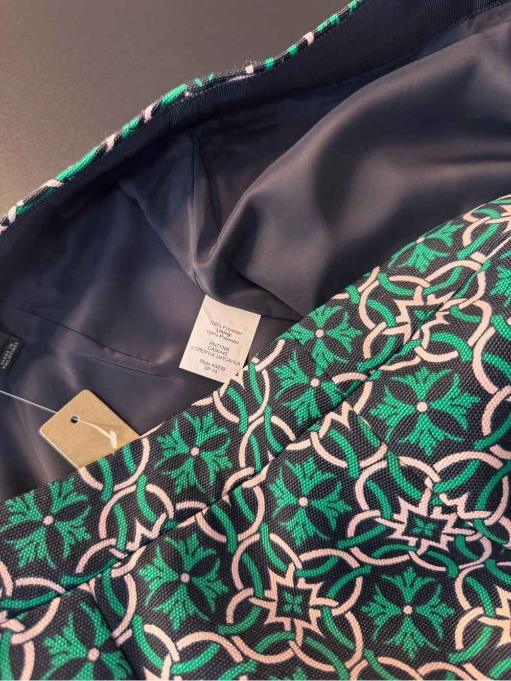 J. Crew Women’s Black and Teal Geometric Pencil Skirt Size 12